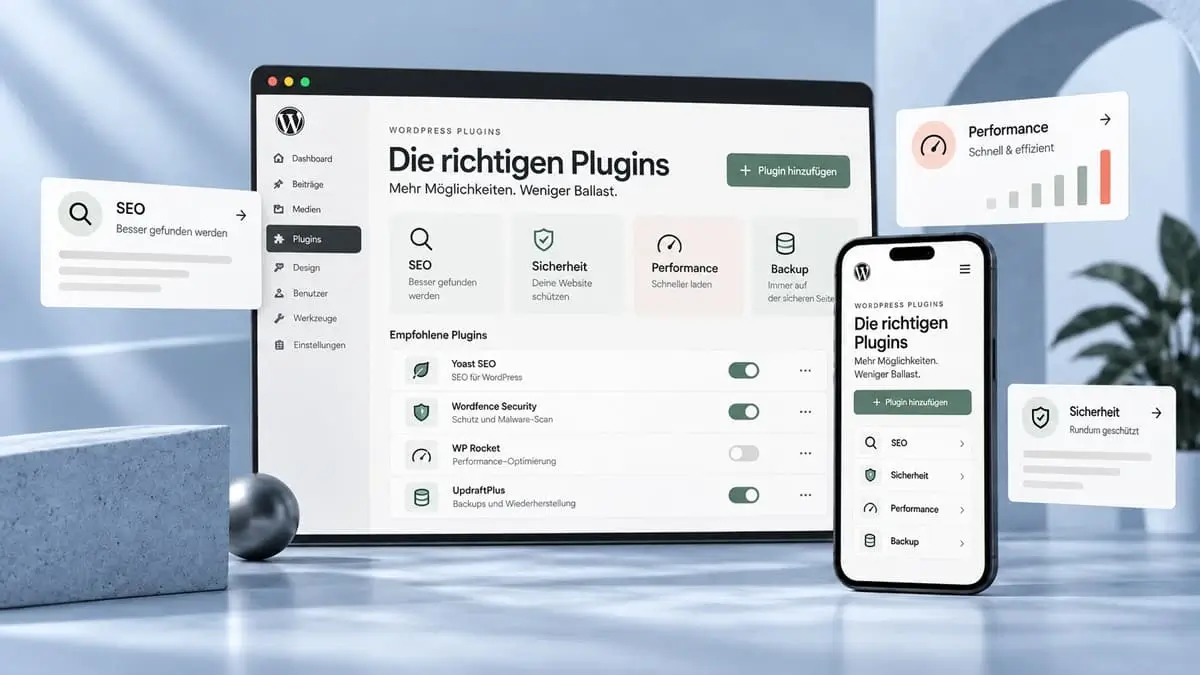 WordPress Plugins für SEO, Sicherheit, Backups und Performance