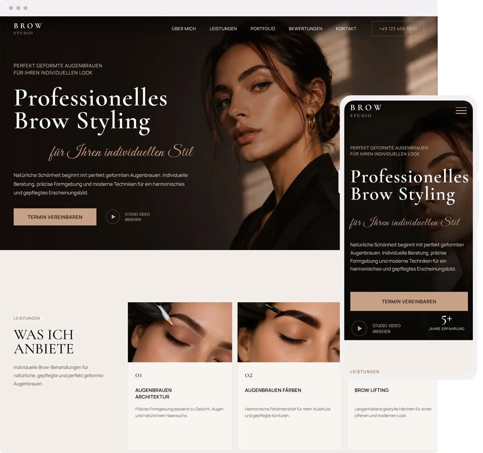 Moderne Website für Brow Studio und Brow Artists